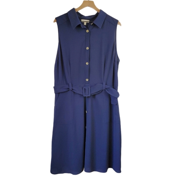 Monteau Blue Button-Up Collared Mini Dress 2X - Picture 3 of 10